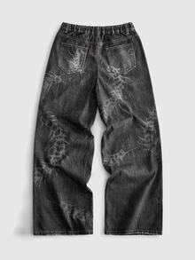 ROMWE MEN Street Life Teen Boy Casual Versatile Daily Wear Denim Jeans With Pockets And Buttons - Black - View 2