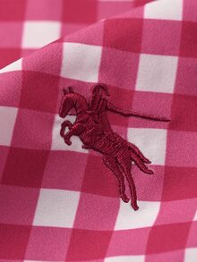 Manfinity Homme Red Plaid Print Front Button Casual Long Sleeve Shirt, For Fall - Red - View 3
