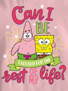SpongeBob SquarePants | SHEIN Tween Girl Cartoon Print Round Neck Short Sleeve T-Shirt - White - View 5