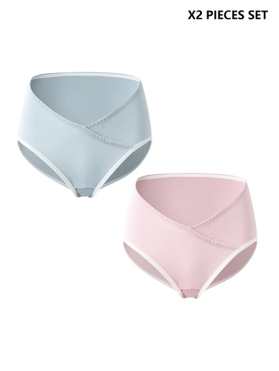 Moonlight&Mama Women's Basic Fit Comfortable Maternity Casual Triangle Panties 2pcs Set