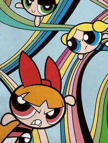 THE POWERPUFF GIRLS X SHEIN 女款卡通印花圓領短袖修身休閒T恤 - 白色 - 查看 3