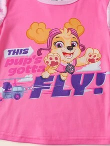 Maija Kids SHEIN | PAW Patrol Maija Kids 女童可愛休閒百搭卡通印花長袖上衣與緊身褲家居服套裝 2件組 - 淺粉色 - 查看 5