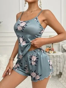 Moireta 女士牛奶絲睡衣套裝 140g 花卉印花 - 彩色 - 查看 4
