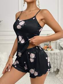 Moireta 1套女士牛奶丝睡衣套装，140克数码印花 - 彩色 - 查看 4
