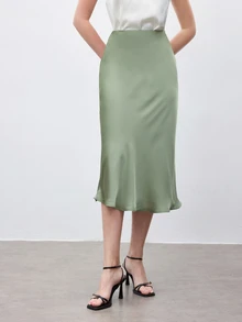 BizChic Women's Basic A-Line Skirt, Suitable For Commuting, Business, Casual, Office Wear, Elegant Formal Attire For Ladies, Autumn - Mint Green - View 4