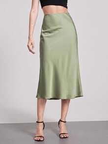BizChic Women's Basic A-Line Skirt, Suitable For Commuting, Business, Casual, Office Wear, Elegant Formal Attire For Ladies, Autumn - Mint Green - View 3