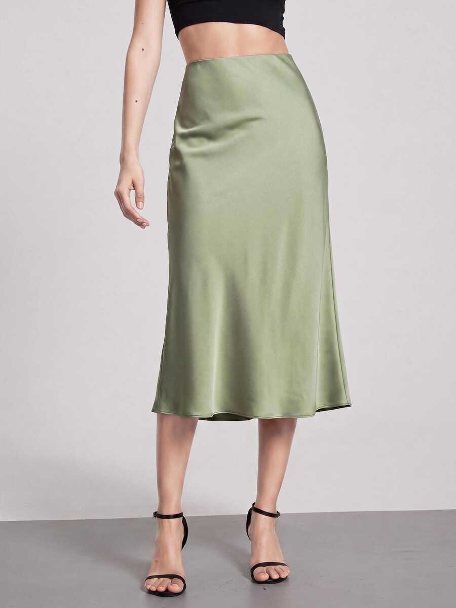 BizChic Women's Basic A-Line Skirt, Suitable For Commuting, Business, Casual, Office Wear, Elegant Formal Attire For Ladies, Autumn - Mint Green - View 1