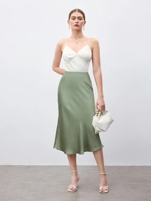 BizChic Women's Basic A-Line Skirt, Suitable For Commuting, Business, Casual, Office Wear, Elegant Formal Attire For Ladies, Autumn - Mint Green - View 7