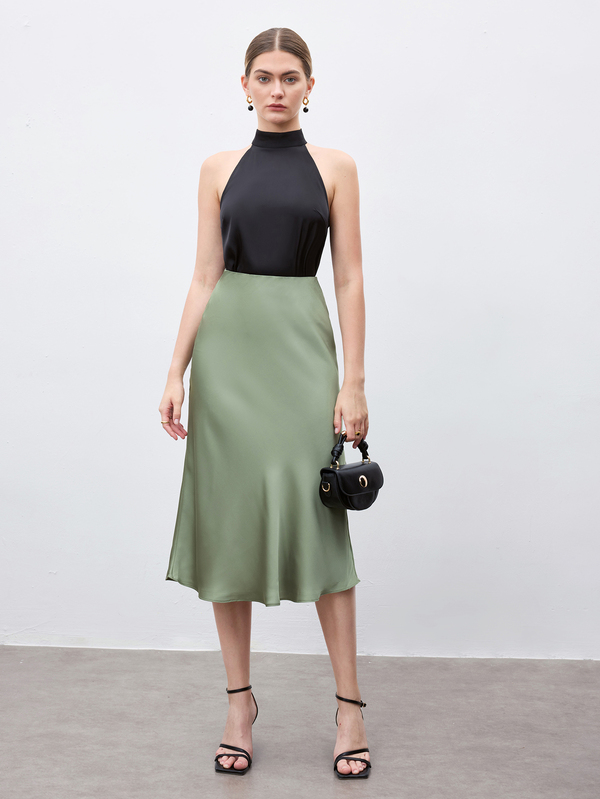 BizChic Falda básica de corte A para mujer, adecuada para ir al trabajo, negocios, uso casual, oficina, atuendo formal elegante para damas, otoño