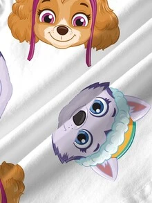 SHEIN | PAW Patrol Young Girl Cartoon Print Short Sleeve T-Shirt - White - View 7