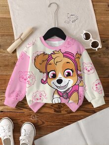 SHEIN | PAW Patrol 少女卡通圖案休閒日常長袖運動衫 - 白色 - 查看 6