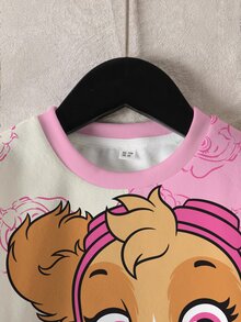 SHEIN | PAW Patrol 少女卡通圖案休閒日常長袖運動衫 - 白色 - 查看 4