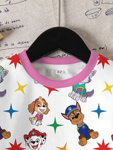 SHEIN | PAW Patrol 女童全印花對比滾邊休閒日常長袖運動衫 - 白色 - 查看 3