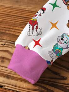 SHEIN | PAW Patrol 女童全印花對比滾邊休閒日常長袖運動衫 - 白色 - 查看 6