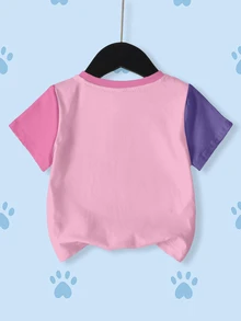 SHEIN | PAW Patrol Young Girl Summer Casual Color Block Cartoon Print T-Shirt - White - View 2