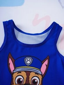 SHEIN | PAW Patrol 2pcs/Set Young Boy Vest & Briefs Set, Cute Collaboration Series - Navy Blue - View 4