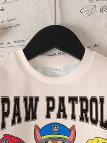 SHEIN | PAW Patrol 小男孩可爱卡通狗和字母图案羊毛套头衫，休闲日常穿着 - 白色 - 查看 3