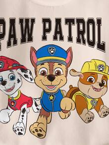 SHEIN | PAW Patrol 小男孩可爱卡通狗和字母图案羊毛套头衫，休闲日常穿着 - 白色 - 查看 4