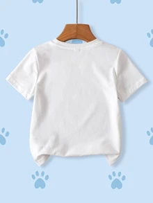 SHEIN | PAW Patrol 小男孩夏季休閒卡通印花T恤 - 白色 - 查看 2