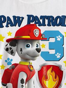 SHEIN | PAW Patrol 小男孩夏季休閒卡通印花T恤 - 白色 - 查看 4