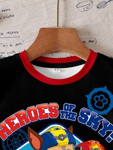 SHEIN | PAW Patrol 小男孩卡通印花休閒圓領短袖T恤 - 白色 - 查看 3