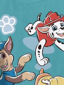 SHEIN | PAW Patrol 男童可爱狗狗印花圆领短袖T恤，夏季 - 白色 - 查看 4