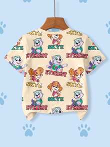 SHEIN | PAW Patrol 女童夏季休閒卡通印花短袖T恤 - 白色 - 查看 2