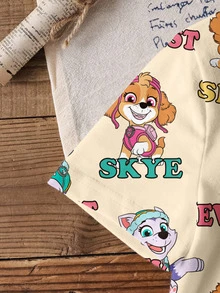 SHEIN | PAW Patrol 女童夏季休閒卡通印花短袖T恤 - 白色 - 查看 5