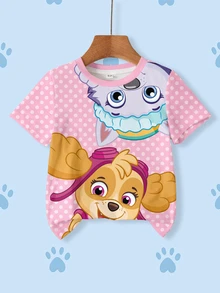 SHEIN | PAW Patrol 女童圓點卡通印花T恤 - 白色 - 查看 1
