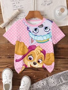 SHEIN | PAW Patrol 女童圓點卡通印花T恤 - 白色 - 查看 7