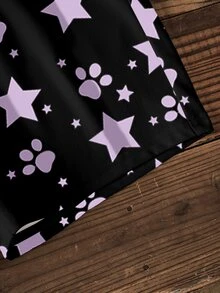 SHEIN | PAW Patrol 女童卡通印花短袖T恤與星星印花短褲休閒套裝 - 白色 - 查看 6