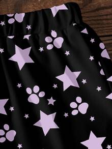 SHEIN | PAW Patrol 女童卡通印花短袖T恤與星星印花短褲休閒套裝 - 白色 - 查看 5