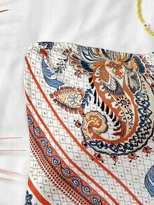 SHEIN Polyester Strapless Geometric Tank Top In White,Perfect For Summer Vacations Tops Teen Girls Aesthetic Paisley Print Bandana - White - View 4