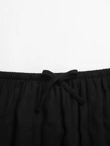 SHEIN Teen Girl Teen Girls Woven Black Drawstring Casual Skirt - Black - View 6