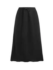 SHEIN Teen Girl Teen Girls Woven Black Drawstring Casual Skirt - Black - View 2