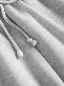 SHEIN PETITE CURVE 大尺碼女款純色抽繩腰休閒百搭日常長褲 冬季 - 淺灰色 - 查看 10