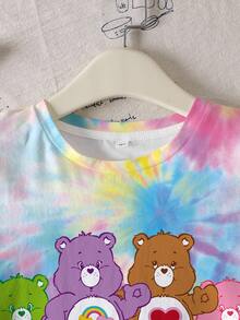 SHEIN X Care Bears 青少年女孩卡通印花圓領短袖休閒T恤 - 白色 - 查看 4
