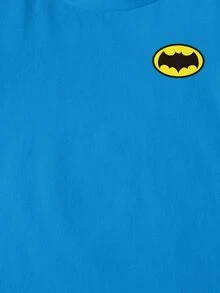 BATMAN X SHEIN 小男孩字母卡通印花休閒日常短袖T恤 - 白色 - 查看 4