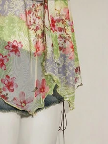 SHEIN ICON 女士绿色花卉印花吊带背心，适合度假休闲 - 彩色 - 查看 9