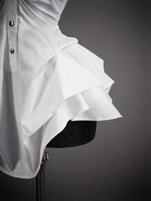 SHEIN ICON Asymmetrical Hem Ruched Design Long Sleeve Women Shirt - White - View 4