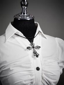 SHEIN ICON Asymmetrical Hem Ruched Design Long Sleeve Women Shirt - White - View 6