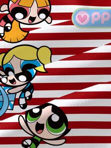 THE POWERPUFF GIRLS X SHEIN 女嬰條紋卡通印花圓領衛衣聖誕款 - 白色 - 查看 6