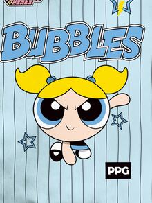 THE POWERPUFF GIRLS X SHEIN 女款夏季休閒條紋卡通印花修身短版T恤 - 白色 - 查看 3