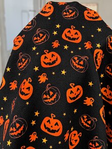 SHEIN Halloween,Maternity Vacation Pumpkin Print Colorblock Long Sleeve Dress Halloween,Bat,Ghost,Pumpkins - Multicolor - View 8