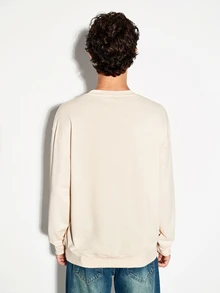 Colvenic Men's Letter Print Casual Daily Pullover Sweatshirt - Beige - View 4
