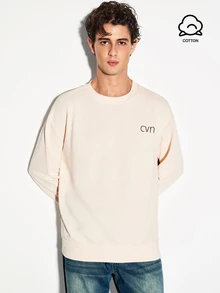Colvenic Men's Letter Print Casual Daily Pullover Sweatshirt - Beige - View 2