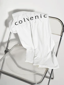 Colvenic Men's White Drop Shoulder Crew Neck T-Shirt, Front And Back Double Logo Design, Back Embossed Large Logo, Casual Versatile Short Sleeve Top - White - View 7
