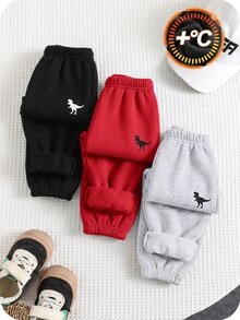 SHEIN 3件組小男孩休閒百搭彈性腰運動長褲 兒童慢跑褲 多件組 - 彩色 - 查看 6