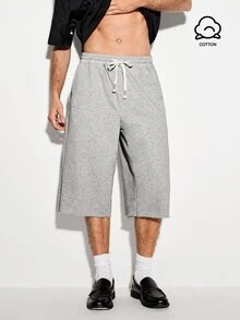Colvenic Men's Drawstring Waist Casual Alt Streetwear Versatile Daily Shorts Gym Workout Grey Summer Back-To-School - Light Grey - View 2