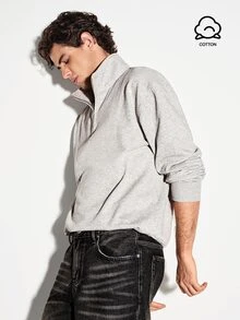 Colvenic Men's Casual Versatile Pullover Sweatshirt - Light Grey - View 2